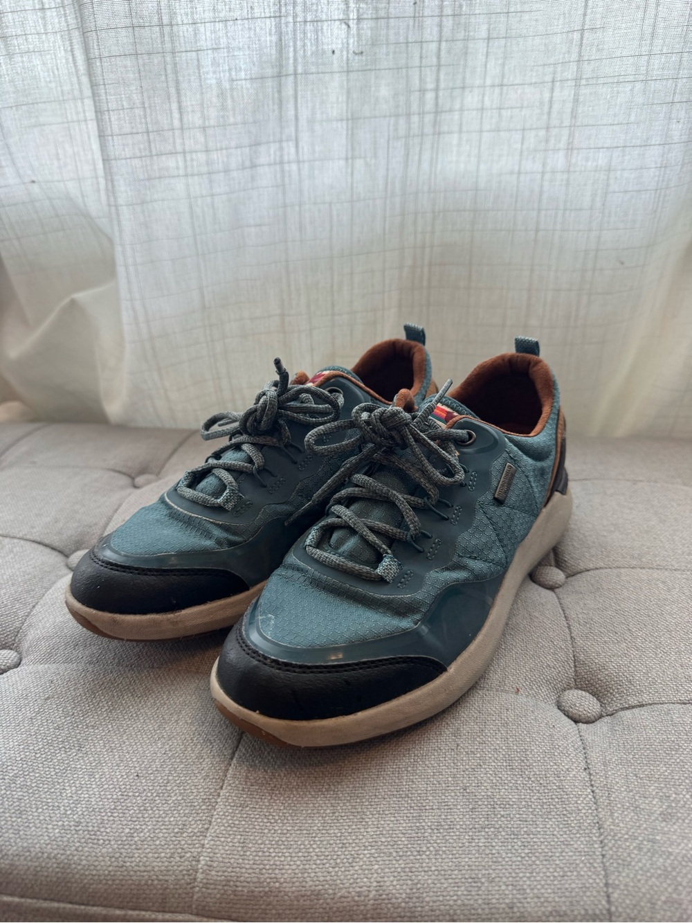 Casual Lace-Up Sneakers in Teal and Brown